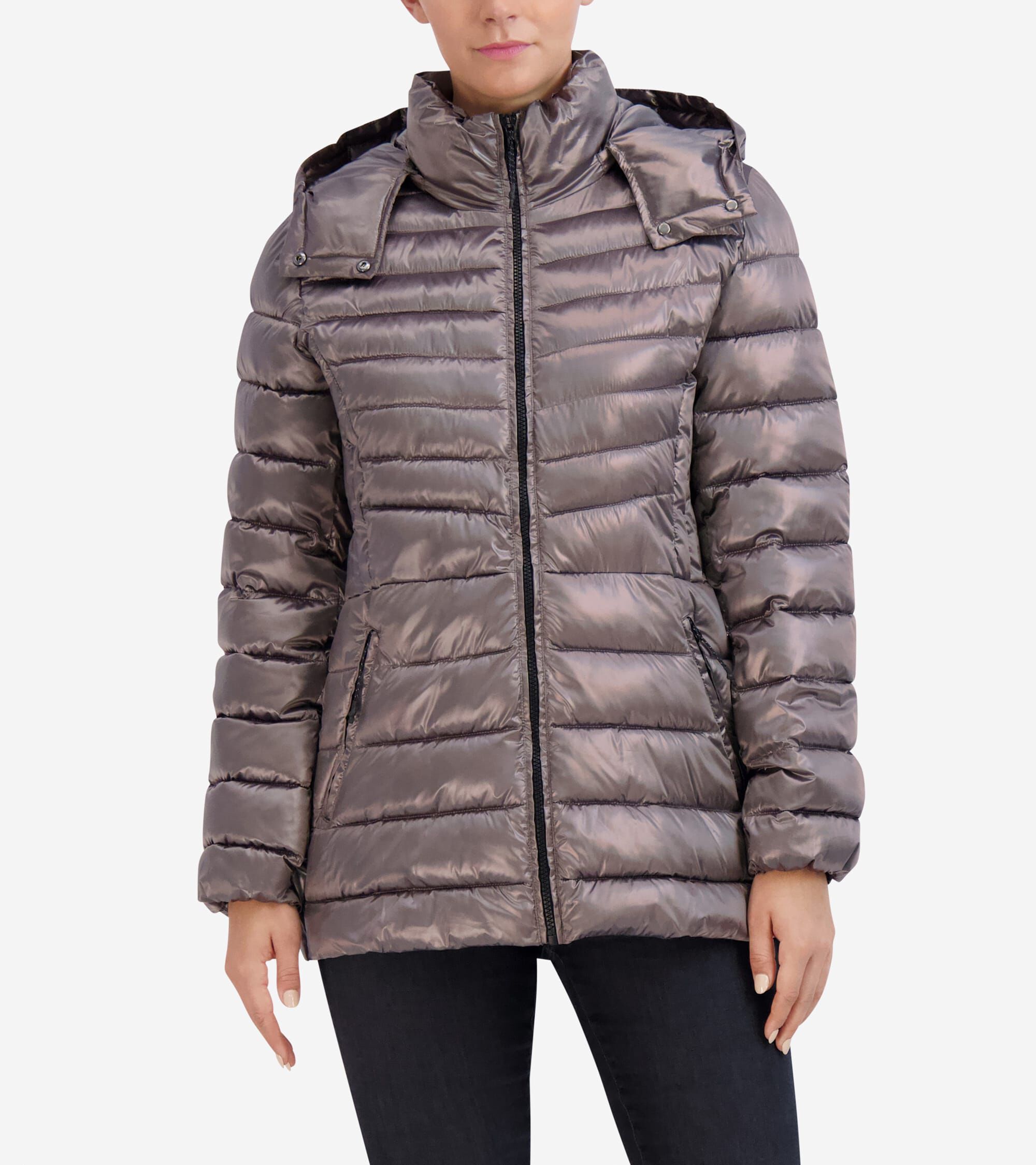 Women s Quilted Pearl Puffer Jacket in Dark Gray Cole Haan